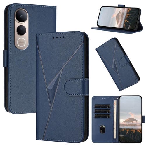 Funda de Cuero con Hebilla y Diseño Triangular para Vivo V50 Lite 4G/5G (Azul Real)