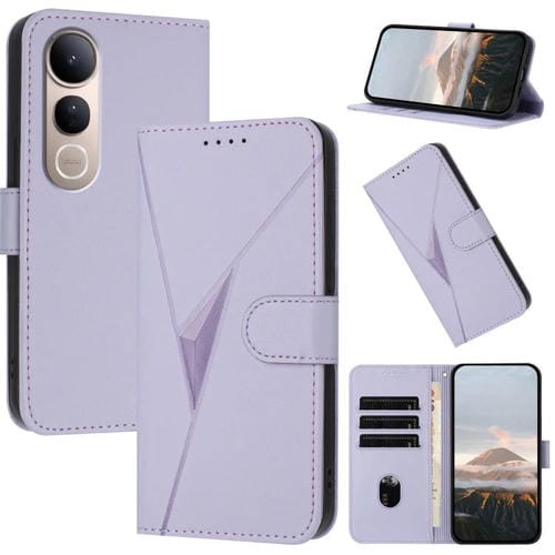 Funda de Cuero con Hebilla y Diseño Triangular para Vivo V50 Lite 4G/5G (Morado Claro)