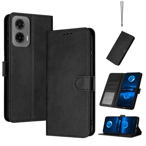 Funda de Piel Sintética con Tapa para Motorola Moto G35 (Negra)
