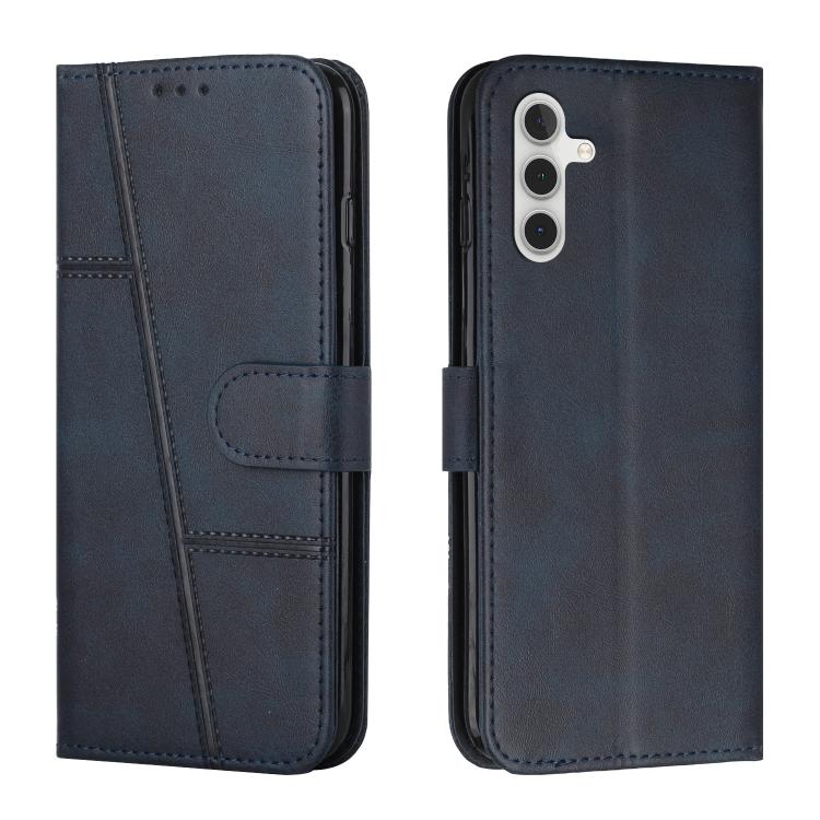 Funda de piel con hebilla y textura de becerro para Samsung Galaxy S25 FE 5G (azul)