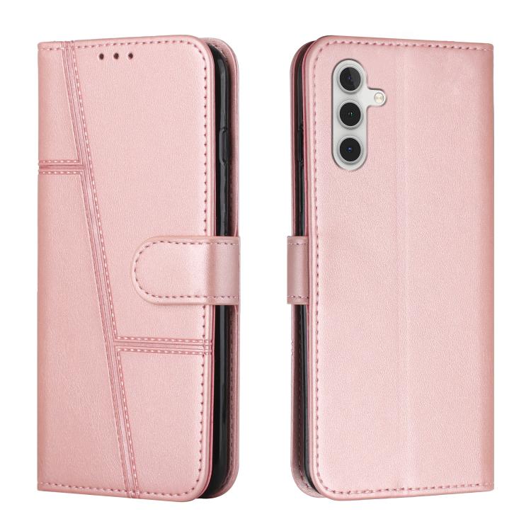 Funda de piel con hebilla y textura de becerro para Samsung Galaxy S25 FE 5G (oro rosa)