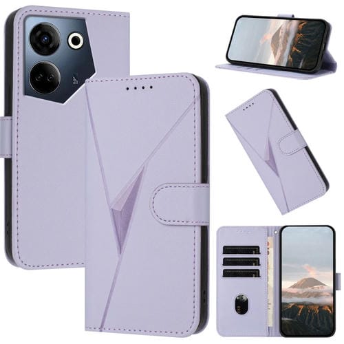 Funda de Cuero con Hebilla y Diseño Triangular para Tecno Camon 20 y Camon 20 Pro 4G (Morado Claro)