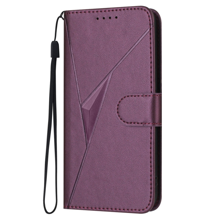 Funda de Cuero con Cierre de Hebilla y Diseño Triangular para Tecno Spark 10C (Morado Oscuro)