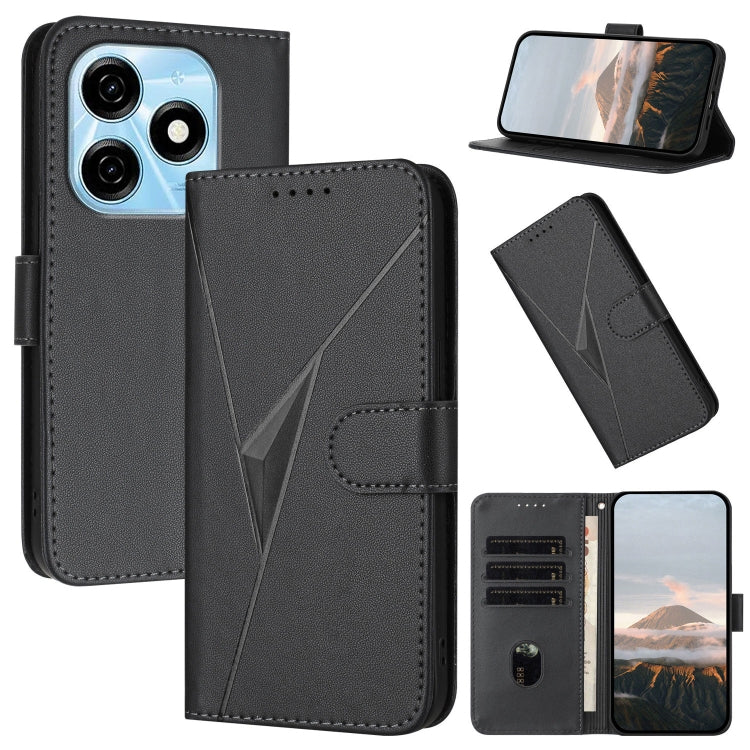 Funda de Cuero con Cierre de Hebilla y Diseño Triangular para Tecno Spark 20 (Negro)