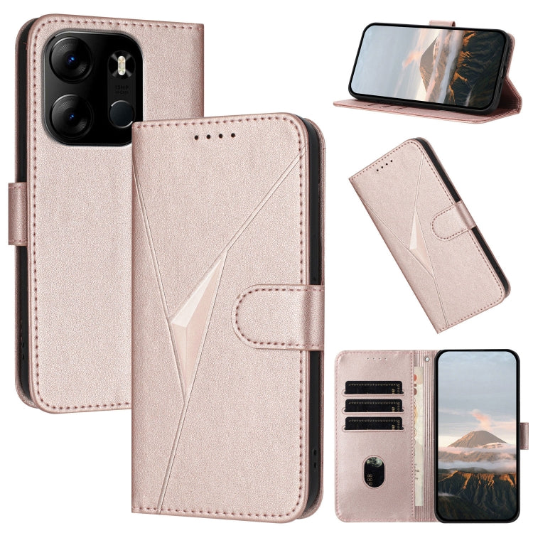 Funda de Cuero con Cierre de Hebilla y Diseño Triangular para Tecno Spark Go 2023 (Oro Rosa)