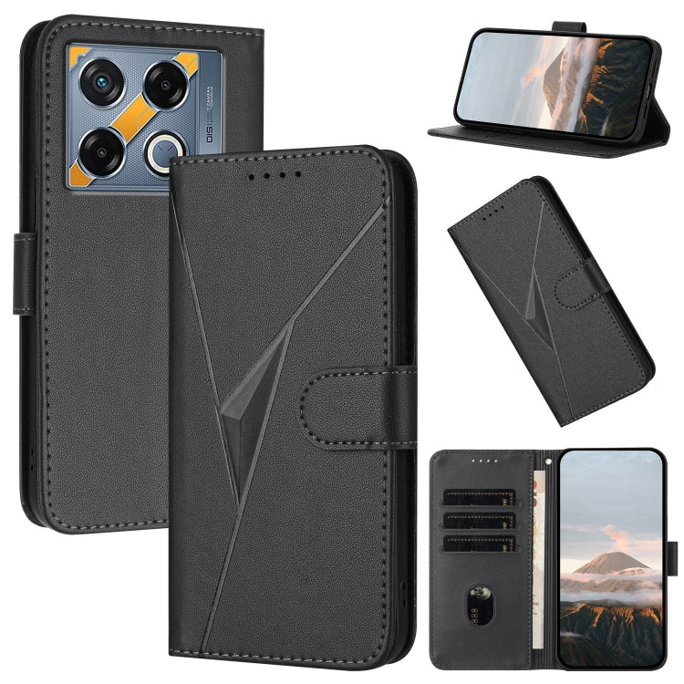 Funda de Cuero con Cierre de Hebilla y Diseño Triangular para Infinix GT 20 Pro (Negra)