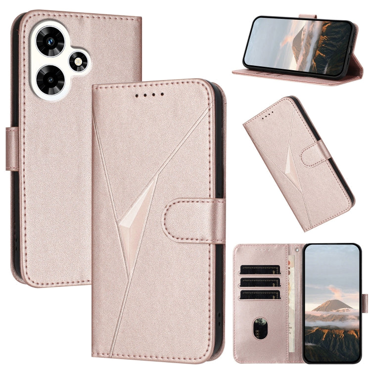 Funda de Cuero con Cierre de Hebilla y Diseño Triangular para Infinix Hot 30 (Oro Rosa)