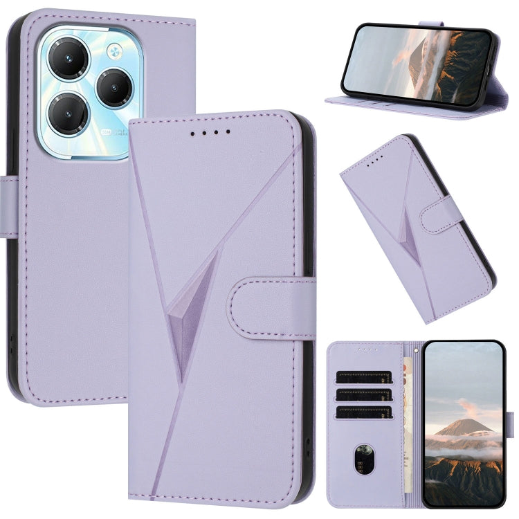 Funda de Cuero con Cierre de Hebilla y Diseño Triangular para Infinix Hot 40 (Morado Claro)