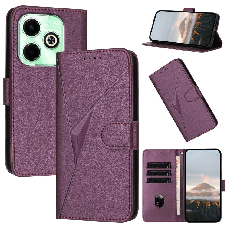 Funda de Cuero con Cierre de Hebilla y Diseño Triangular para Infinix Hot 40I (Morado Oscuro)