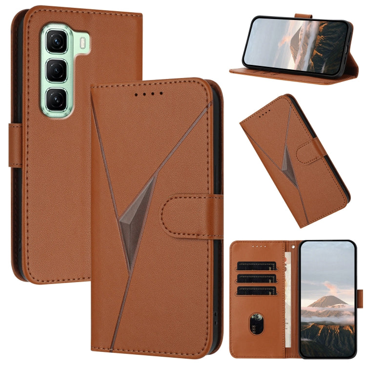 Funda de Cuero con Cierre de Hebilla y Diseño Triangular para Infinix Hot 50 4G (Marrón)