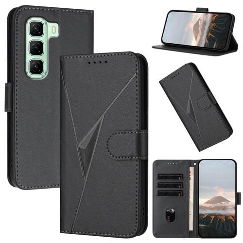 Funda de Cuero con Cierre de Hebilla y Diseño Triangular para Infinix Hot 50 4G (Negro)