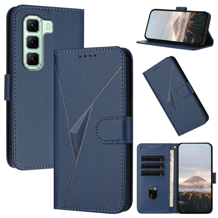 Funda de Cuero con Cierre de Hebilla y Diseño Triangular para Infinix Hot 50 4G (Azul Real)