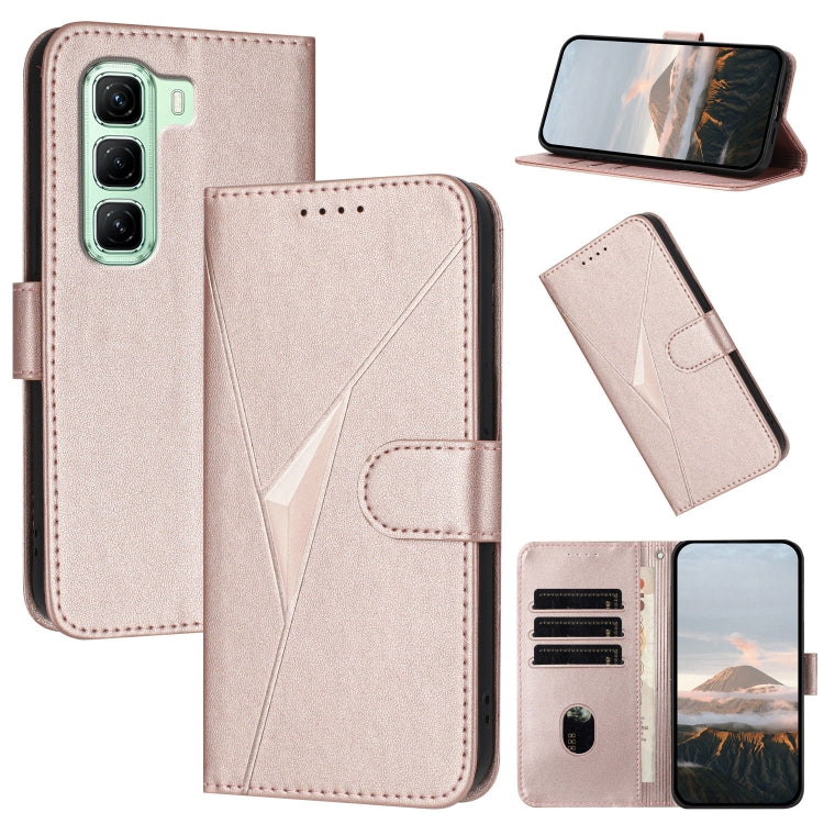 Funda de Cuero con Cierre de Hebilla y Diseño Triangular para Infinix Hot 50 4G (Oro Rosa)