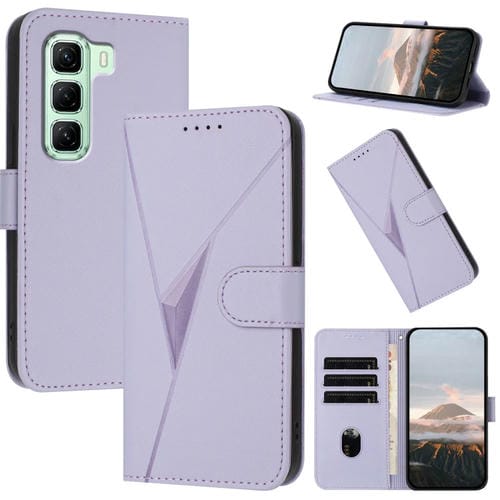 Funda de Cuero con Hebilla y Diseño Triangular para Infinix Hot 50 4G (Morado Claro)