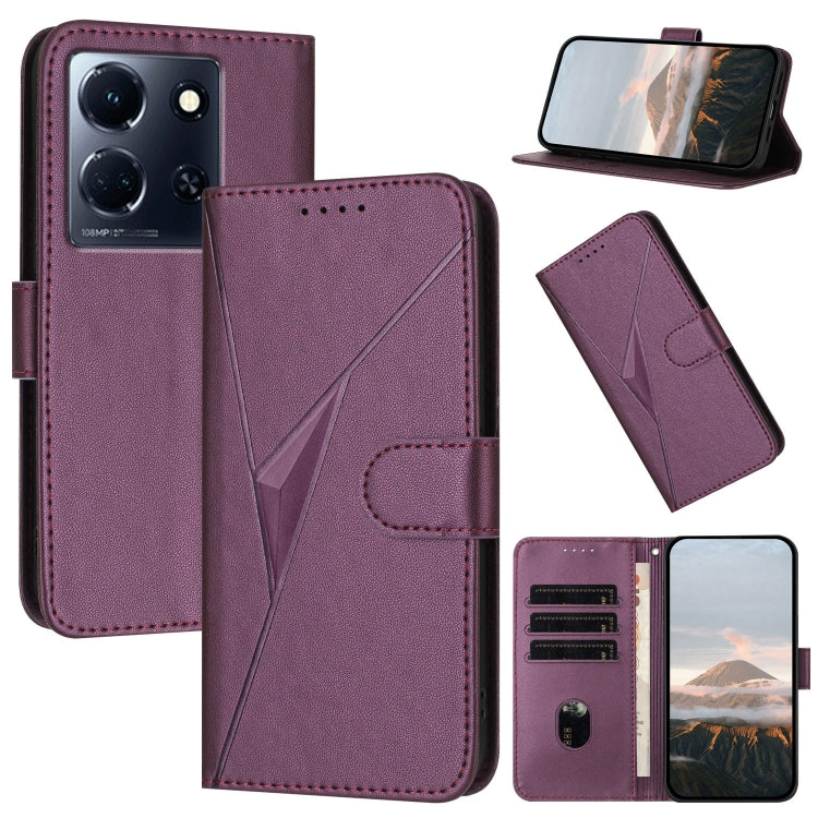 Funda de Cuero con Cierre de Hebilla y Diseño Triangular para Infinix Note 30 5G (Morado Oscuro)