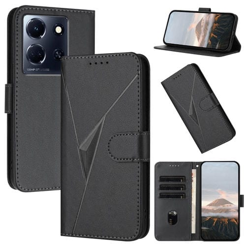 Funda de Cuero con Cierre de Hebilla y Diseño Triangular para Infinix Note 30 5G (Negro)