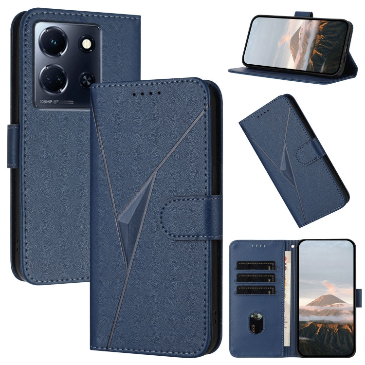 Funda de Cuero con Cierre de Hebilla y Diseño Triangular para Infinix Note 30 5G (Azul)