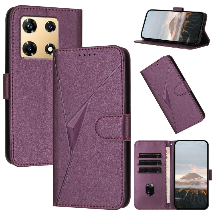 Funda de Cuero con Cierre de Hebilla y Diseño Triangular para Infinix Note 30 Pro (Morado Oscuro)