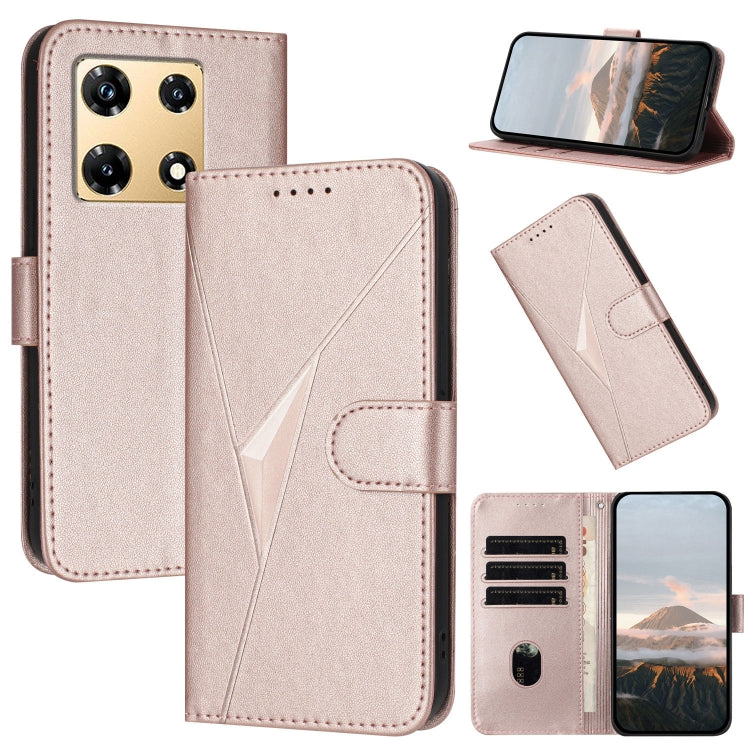 Funda de Cuero con Cierre de Hebilla y Diseño Triangular para Infinix Note 30 Pro (Oro Rosa)