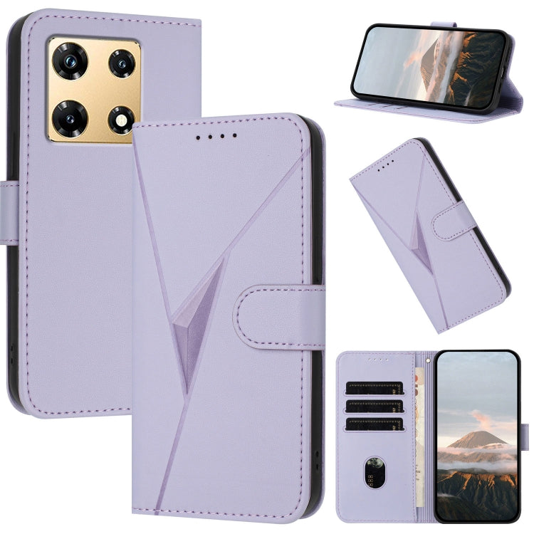 Funda de Cuero con Cierre de Hebilla y Diseño Triangular para Infinix Note 30 Pro (Morado Claro)
