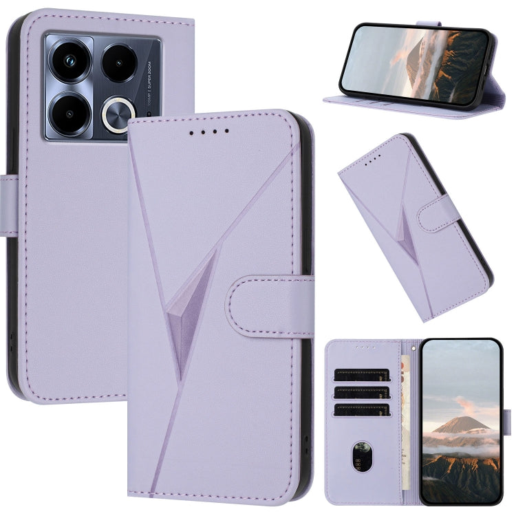 Funda de Cuero con Cierre de Hebilla y Diseño Triangular para Infinix Note 40 5G (Morado Claro)