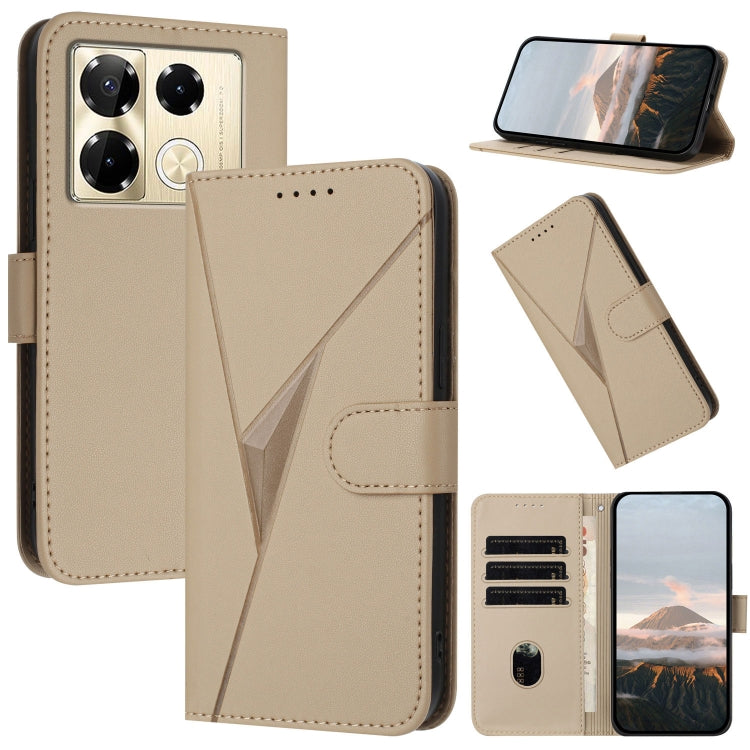 Funda de Cuero con Cierre de Hebilla y Diseño Triangular para Infinix Note 40 Pro 4G/5G (Dorada)