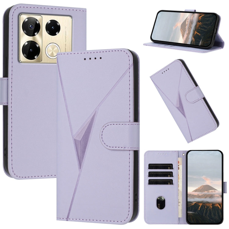 Funda de Cuero con Cierre de Hebilla y Diseño Triangular para Infinix Note 40 Pro 4G/5G (Morado Claro)