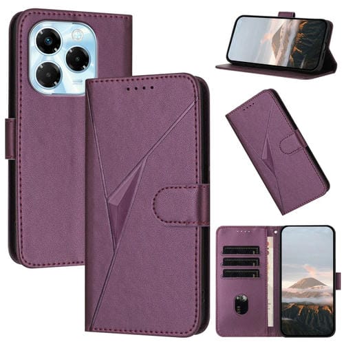 Funda de Cuero con Cierre de Hebilla y Diseño Triangular para Infinix Note 40X 5G (Morado Oscuro)