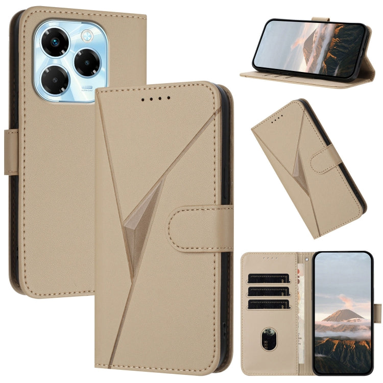Funda de Cuero con Cierre de Hebilla y Diseño Triangular para Infinix Note 40X 5G (Dorada)