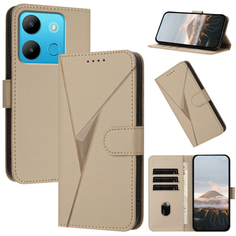 Funda de Cuero con Cierre de Hebilla y Diseño Triangular para Infinix Smart 7 (Dorada)