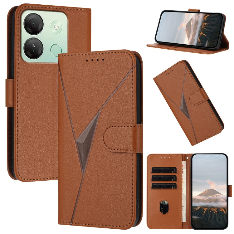 Funda de Cuero con Cierre de Hebilla y Diseño Triangular para Infinix Smart 7 HD (Marrón)