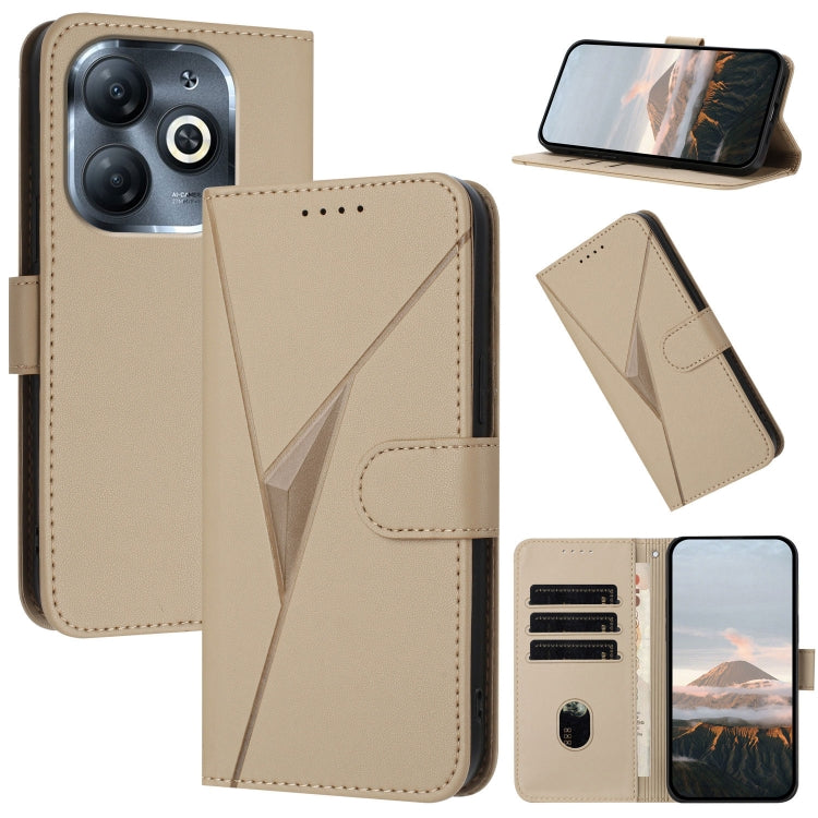 Funda de Cuero con Cierre de Hebilla y Diseño Triangular para Infinix Smart 8 (Dorada)