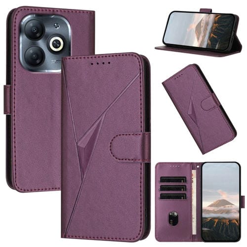 Funda de Cuero con Cierre de Hebilla y Diseño Triangular para Infinix Smart 8 Plus (Morado Oscuro)