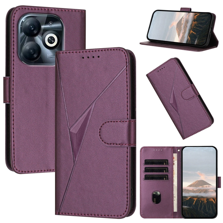 Funda de Cuero con Cierre de Hebilla y Diseño Triangular para Infinix Smart 8 Pro (Morado Oscuro)