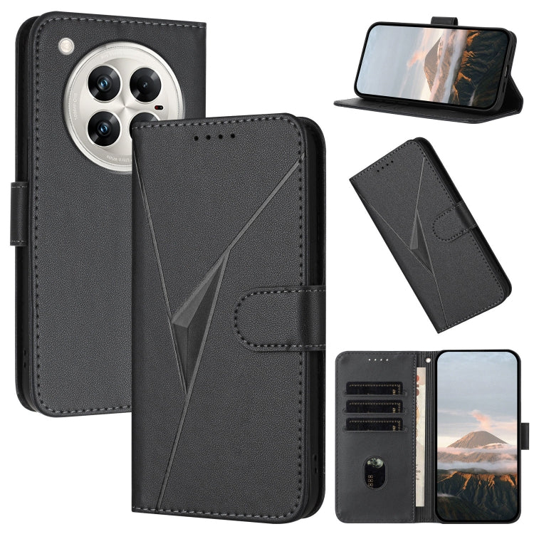 Funda de Cuero con Cierre de Hebilla y Diseño Triangular para Infinix Zero 40 4G/5G (Negra)