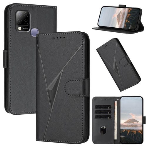 Funda de Cuero con Hebilla y Diseño Triangular para Infinix Hot 10T y Hot 10S (Negra)