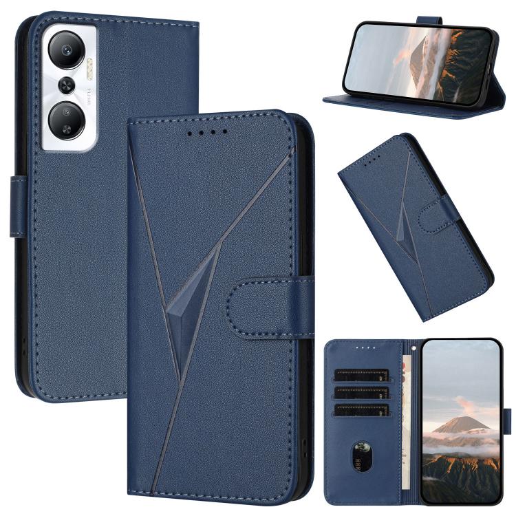 Funda de Cuero con Cierre de Hebilla y Diseño Triangular para Infinix Hot 20 4G (Azul Real)