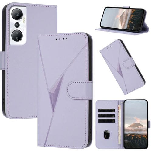 Funda de Cuero con Cierre de Hebilla y Diseño Triangular para Infinix Hot 20 4G (Morado Claro)