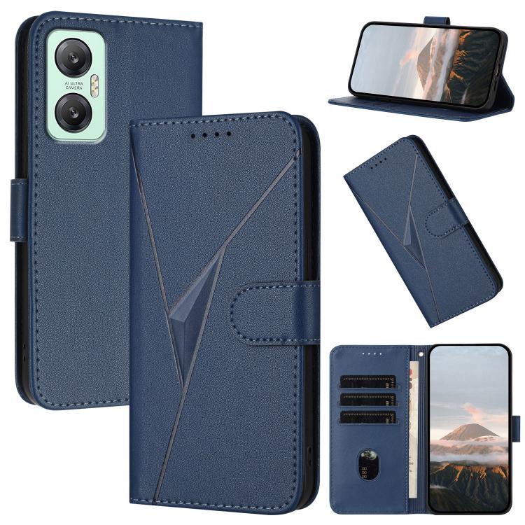 Funda de Cuero con Cierre de Hebilla y Diseño Triangular para Infinix Hot 20 5G (Azul Real)