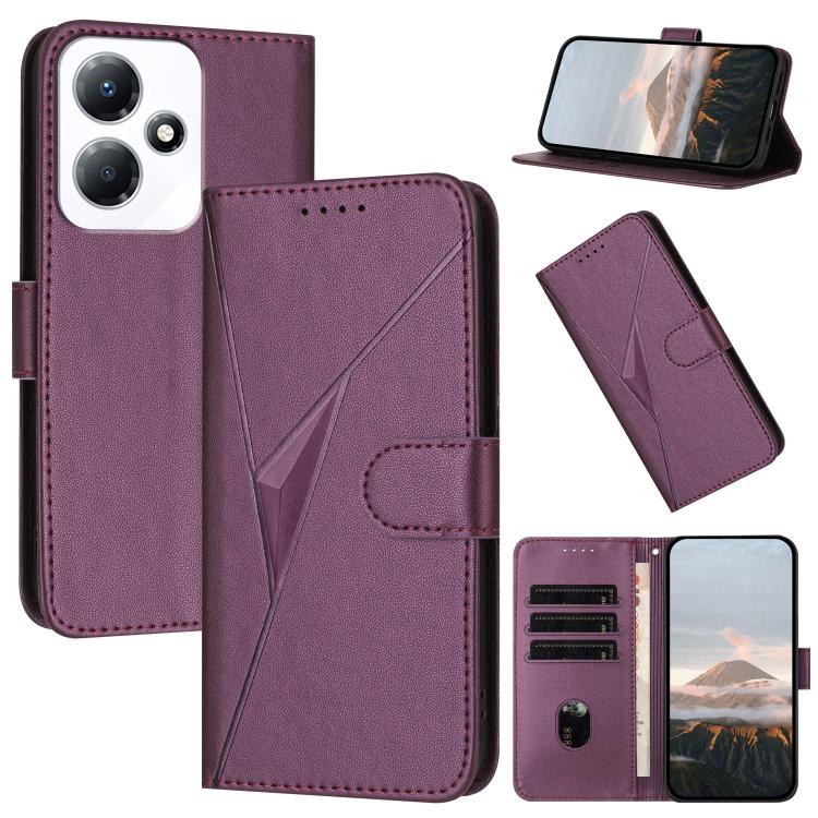 Funda de Cuero con Cierre de Hebilla y Diseño Triangular para Infinix Hot 30 Play / Hot 30 Play Nfc (Morado Oscuro)