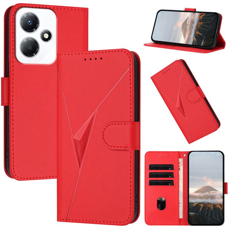 Funda de Cuero con Hebilla y Patrón Triangular para Infinix Hot 30 Play / Hot 30 Play Nfc (Rojo)