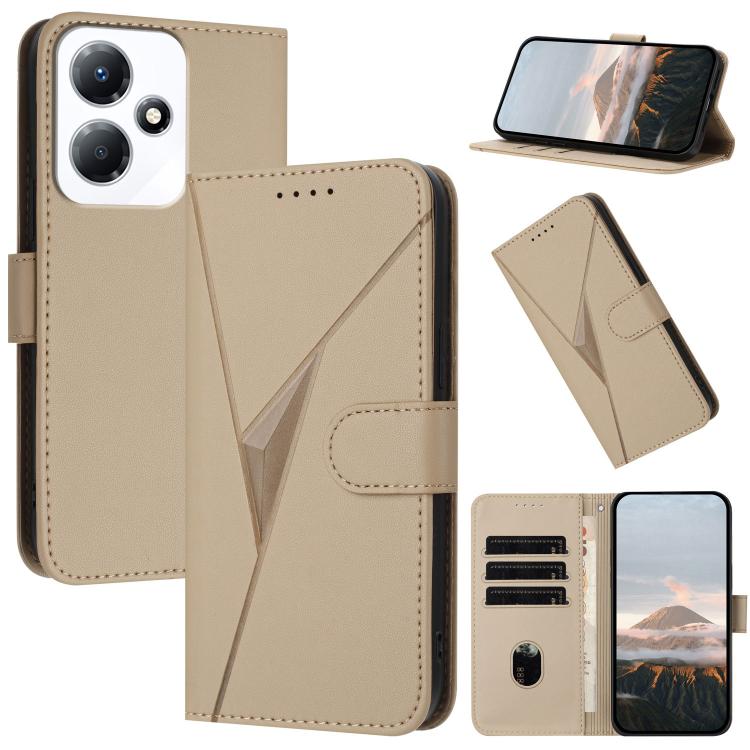 Funda de Cuero con Hebilla y Patrón Triangular para Infinix Hot 30 Play / Hot 30 Play Nfc (Dorada)