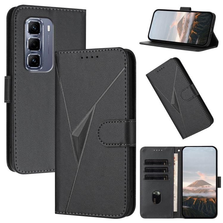 Funda de Cuero con Cierre de Hebilla y Diseño Triangular para Infinix Hot 50 Pro 4G (Negro)