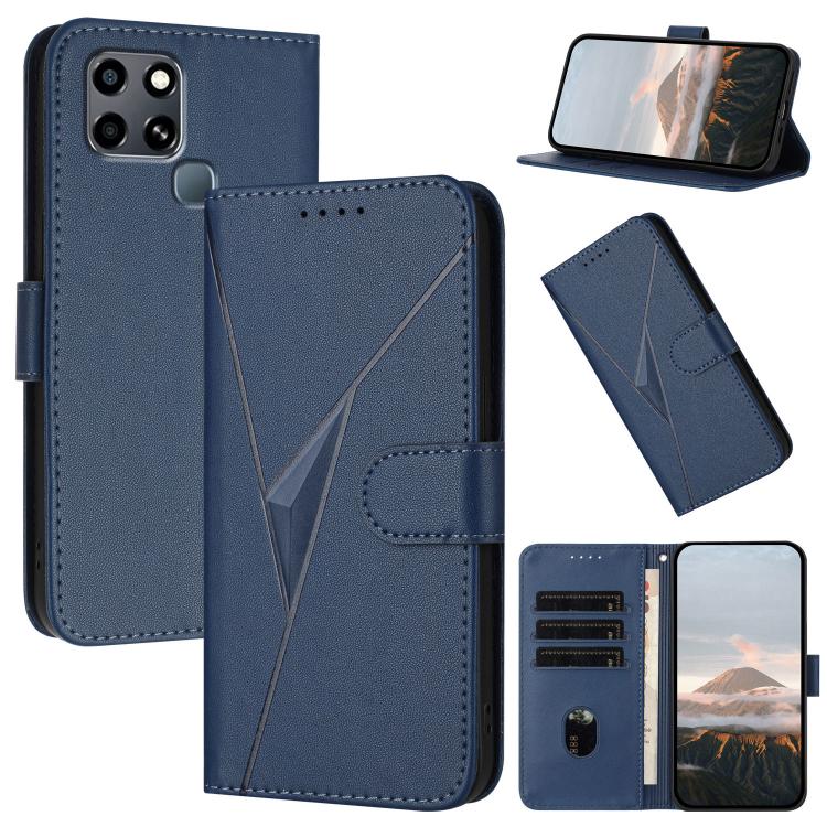 Funda de Cuero con Hebilla y Diseño Triangular para Infinix Smart 6/Smart 6 HD (Azul Real)