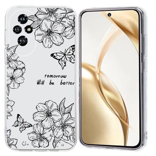 Funda TPU Honor 200 con Patrón Pintura Colorida Mariposa y Flores