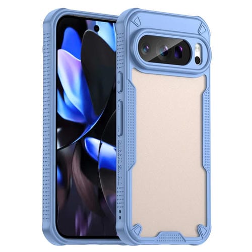 Funda Híbrida TPU y PC con Protección Glaseada para Google Pixel 9 Pro (Azul)