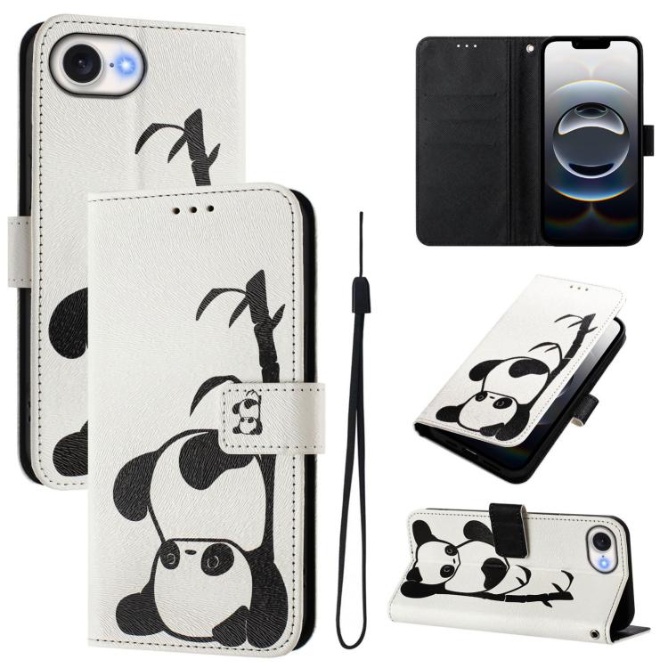 Funda de Cuero para iPhone 16E Diseño de Dibujos en Colores (Panda)