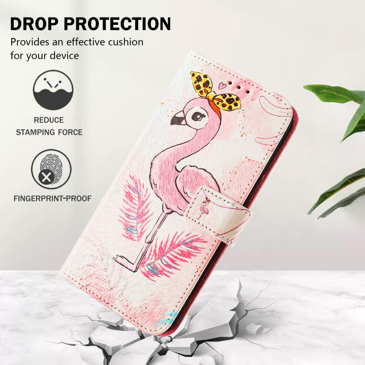 Funda de Cuero para iPhone 16E con Diseño de Dibujo Artístico (Flamenco)