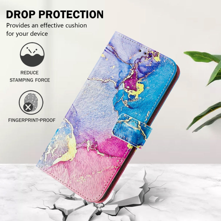 Funda de Cuero para iPhone 16E Diseño Dibujo Artístico Mármol Colorido