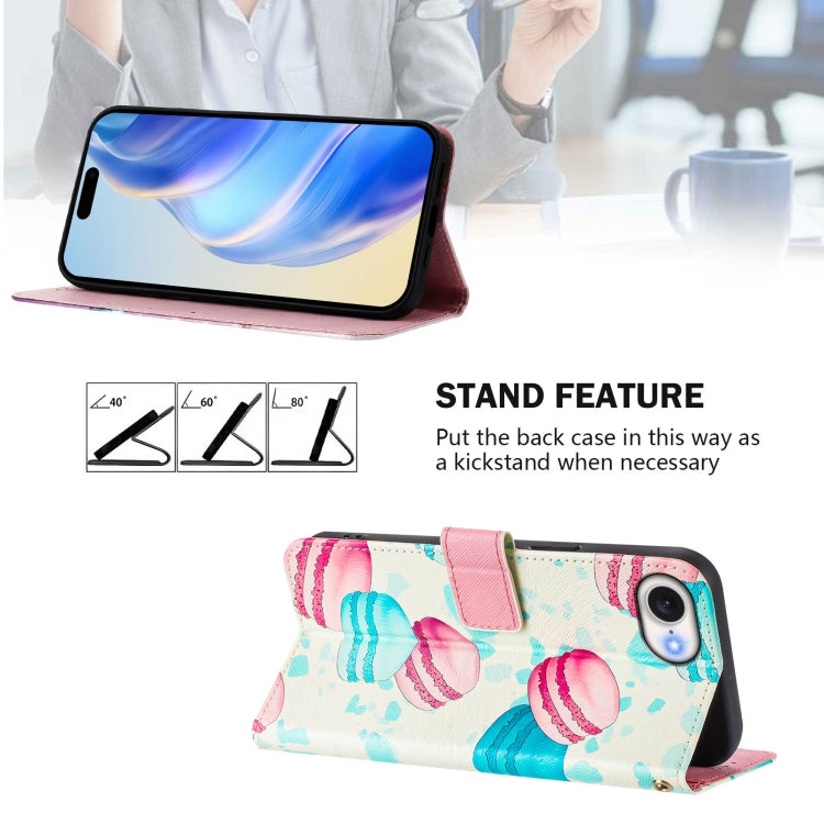 Funda de Cuero para iPhone 16E Patrón Dibujo Artístico (Pastel)